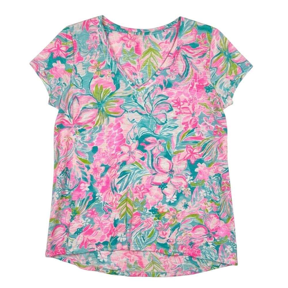 Lilly Pulitzer Floral T-Shirt Size Medium - Picture 1 of 6